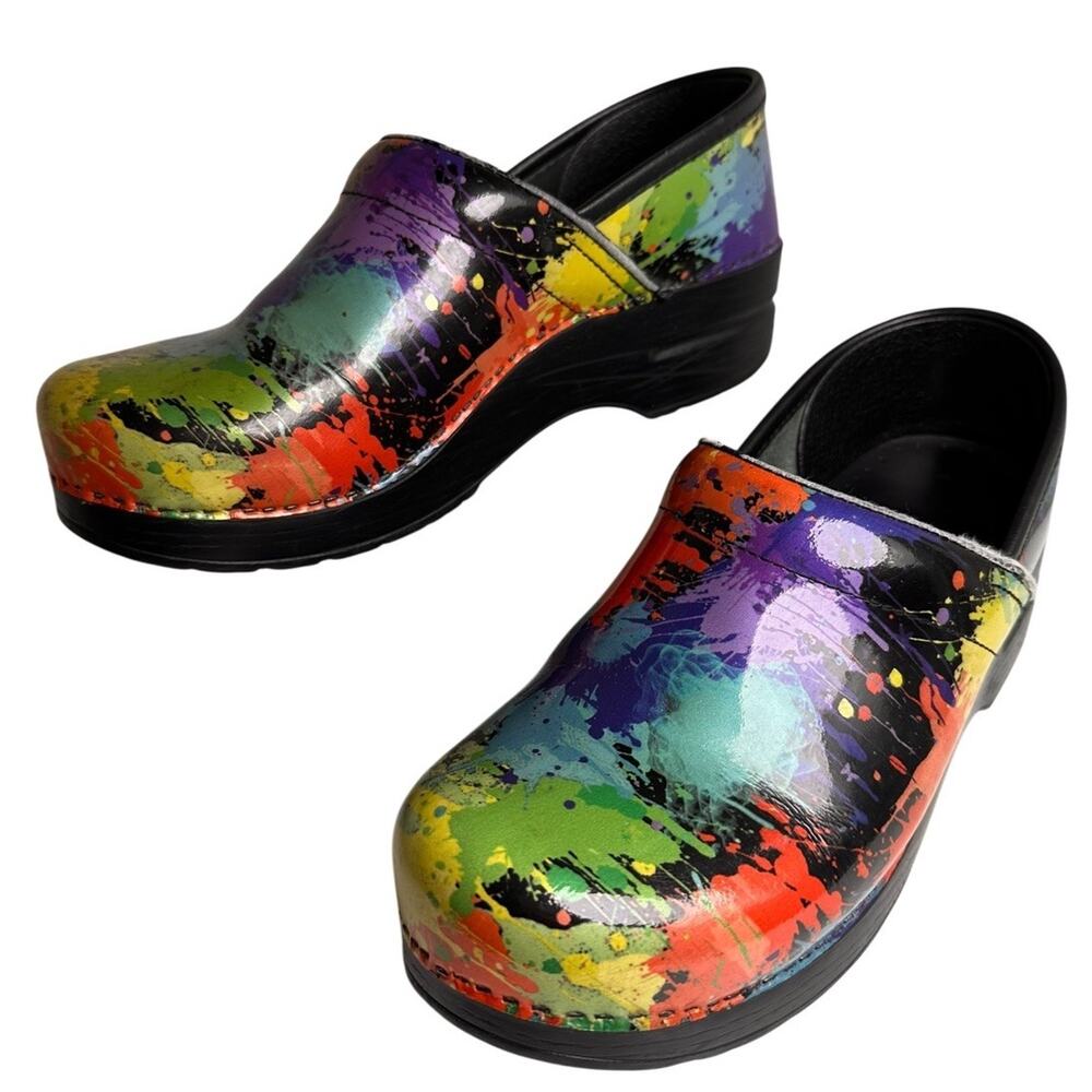 Dansko Multicolor Paint-Splash Clogs - Picture 4 of 16